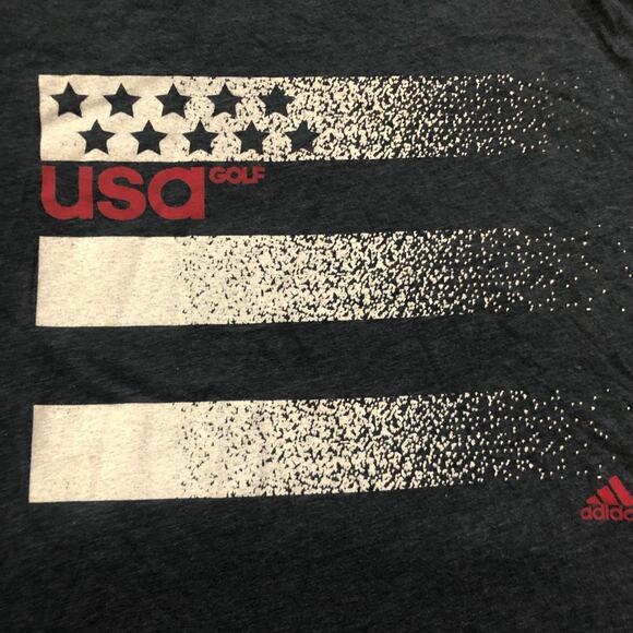 Men's Grey Retro Grey Adidas USA Golf Flag Graphic Tee - Picture 3 of 4